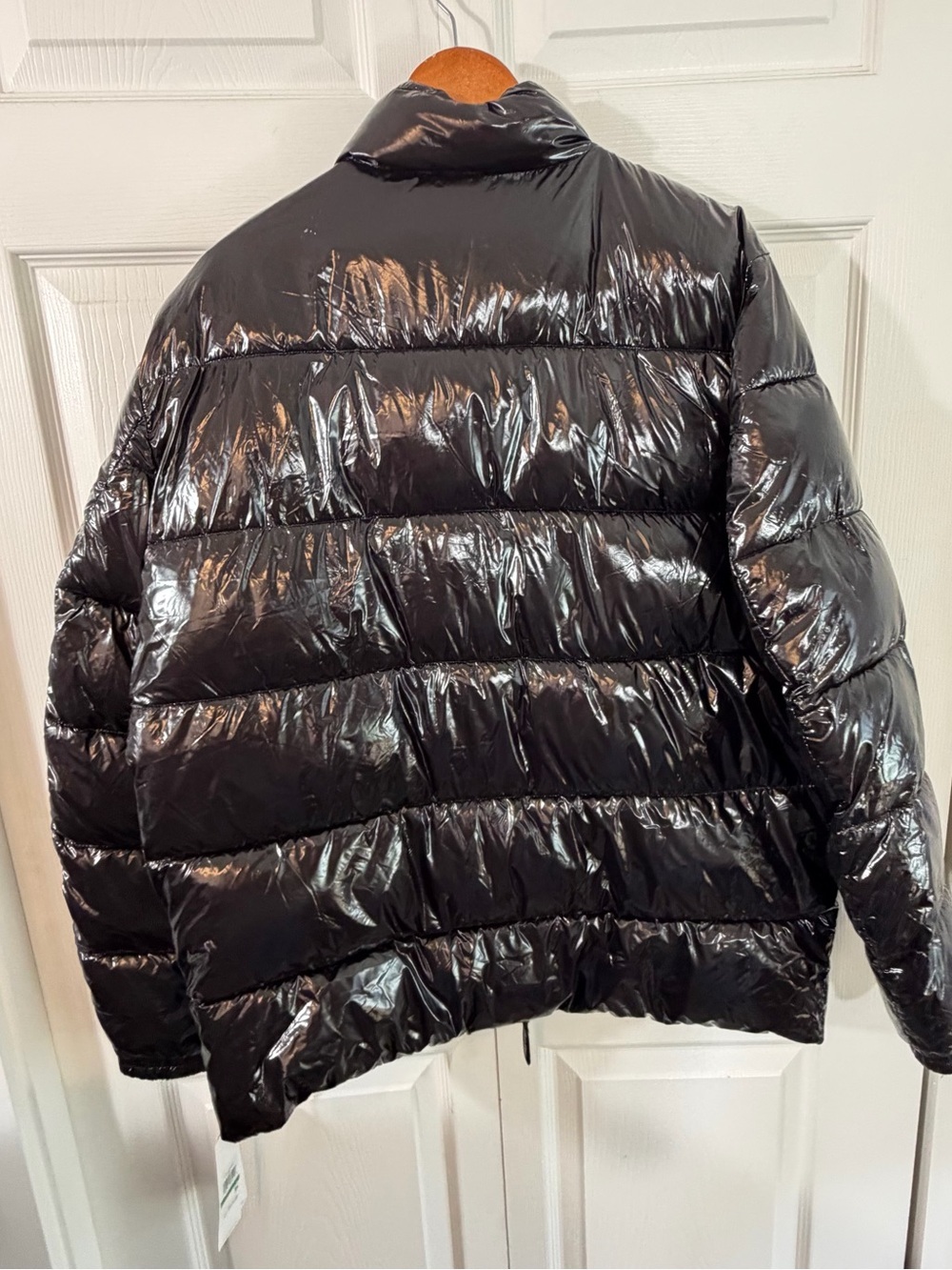 Calvin Klein Snap Front Puffer Jacket Sorona Black Mens L NWT Shiny Coat Light - Picture 3 of 13